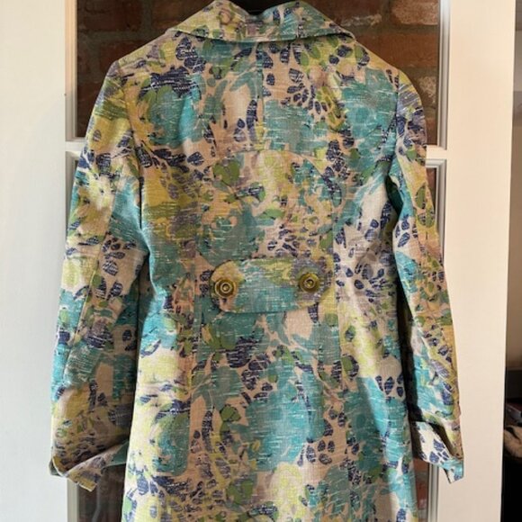 ETCETERA Floral Blue and Green Silk Blend Jacket Size 2 - Picture 2 of 3